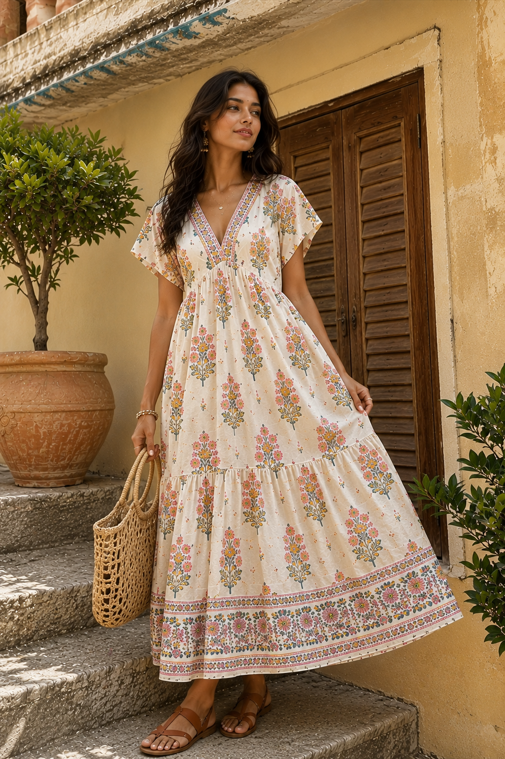 Pink Meadow Midi Dress
